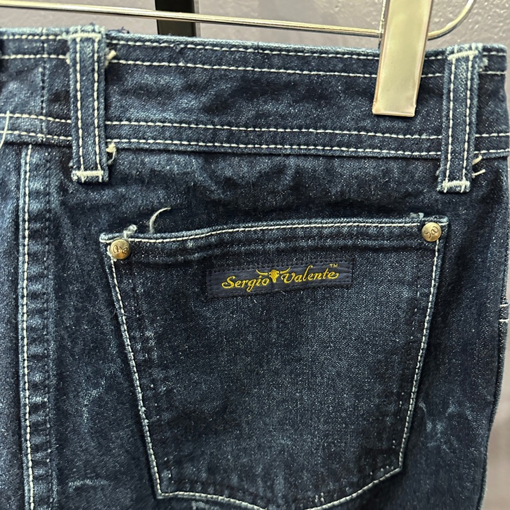 Sergio Valente Vintage Blue Denim Jeans 28 x27 Indigo Dye Western Retro Straight
